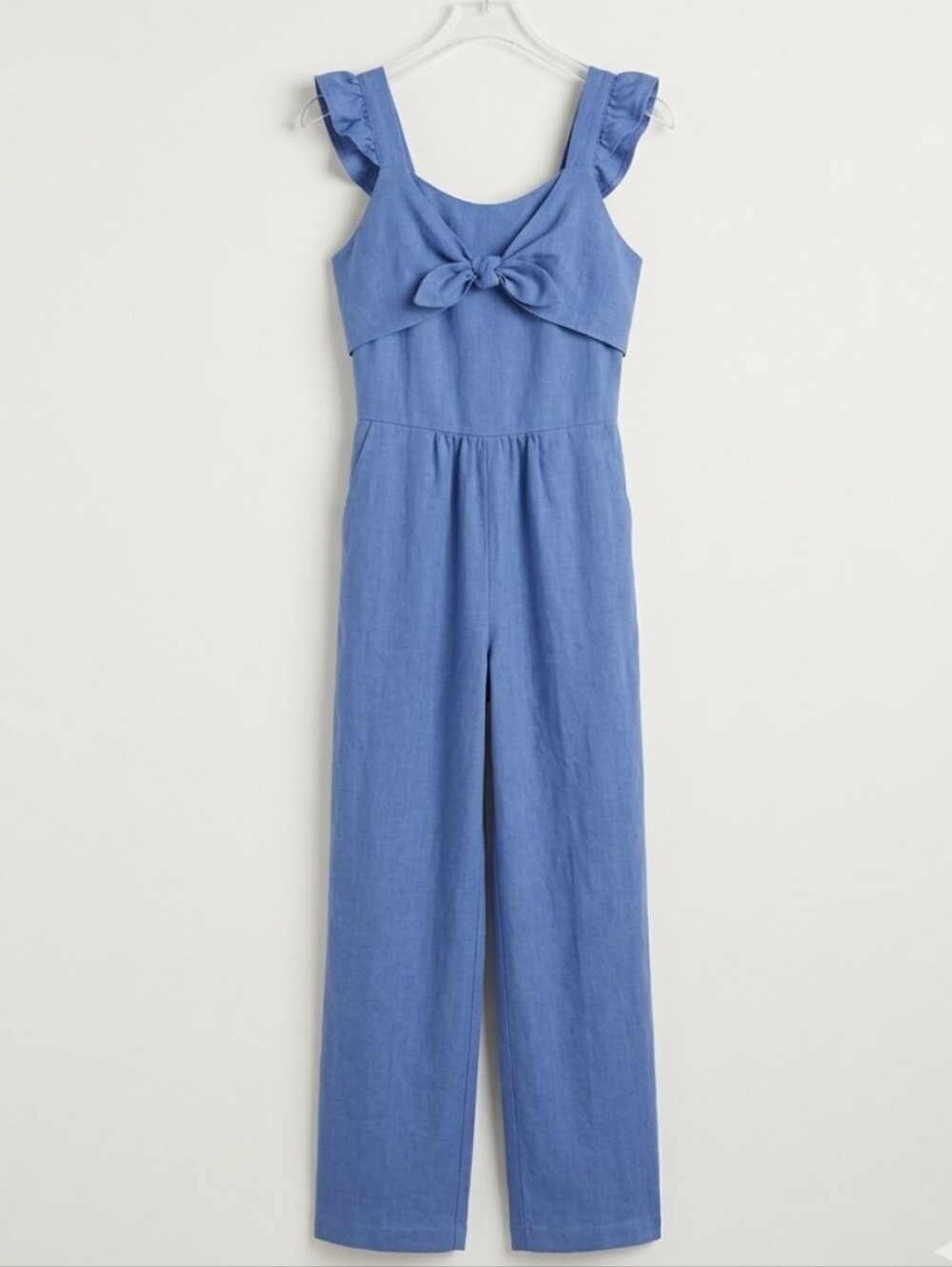 Girls' Blue Knot-Front One-Piece Jumpsuit Sz 6